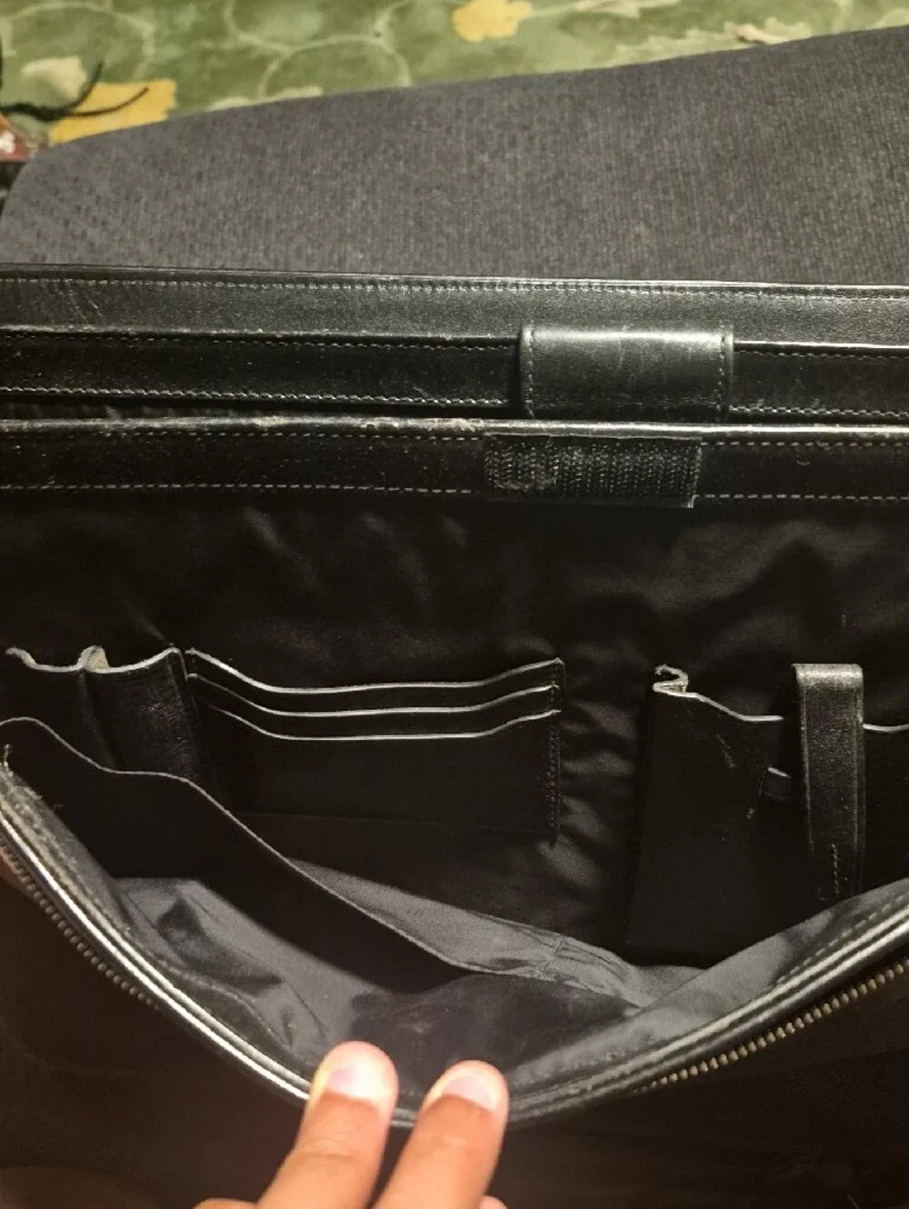 Tumi Black Men's Leather & Nylon Briefcase with Shoulder Strap